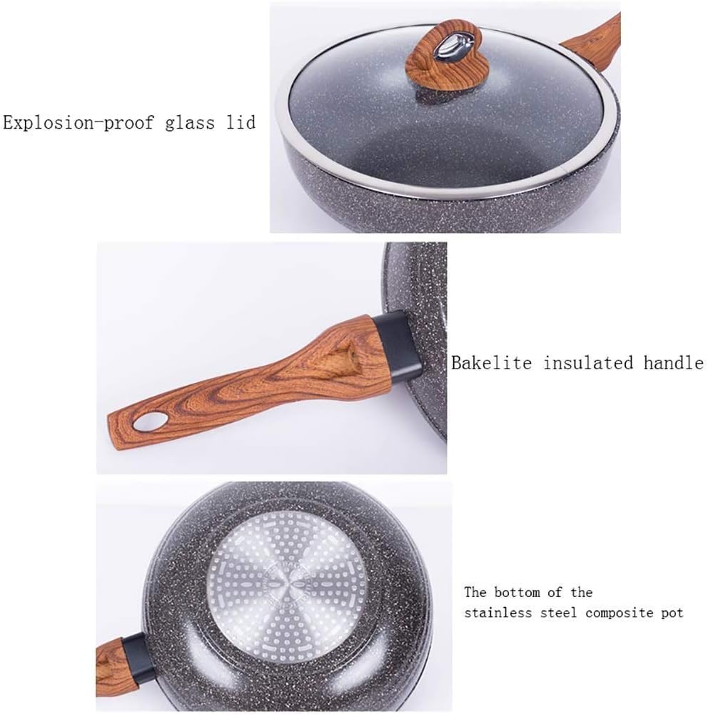 Wok Nonstick Frying Pan Specialty Omelette Anodized Aluminum Nonstick Skillet Sauce Pan Dishwasher Safe Cookware (Size : 28 * 8.5cm) (24 * 7cm)