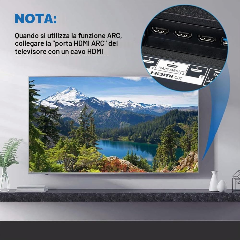 Convertitore Audio HDMI eARC Arc, frequenza di campionamento Audio 24bit/192KHz, Ritorno Audio Arc, HD 5.1 e HD 7.1 canali, convertitore Audio AV 3,5 mm, Supporta ingressi eARC & Arc