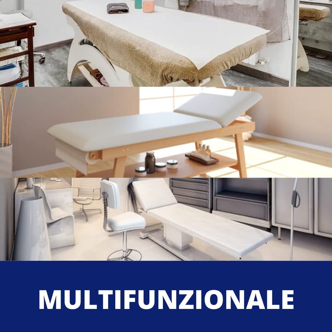 Lenzuolino Medico in rotolo per lettino medico, massaggio o estetista, 2 veli, 175 strappi, Bianco 60 x 66,5 mt (Ogni confezione 6 Rotoli)