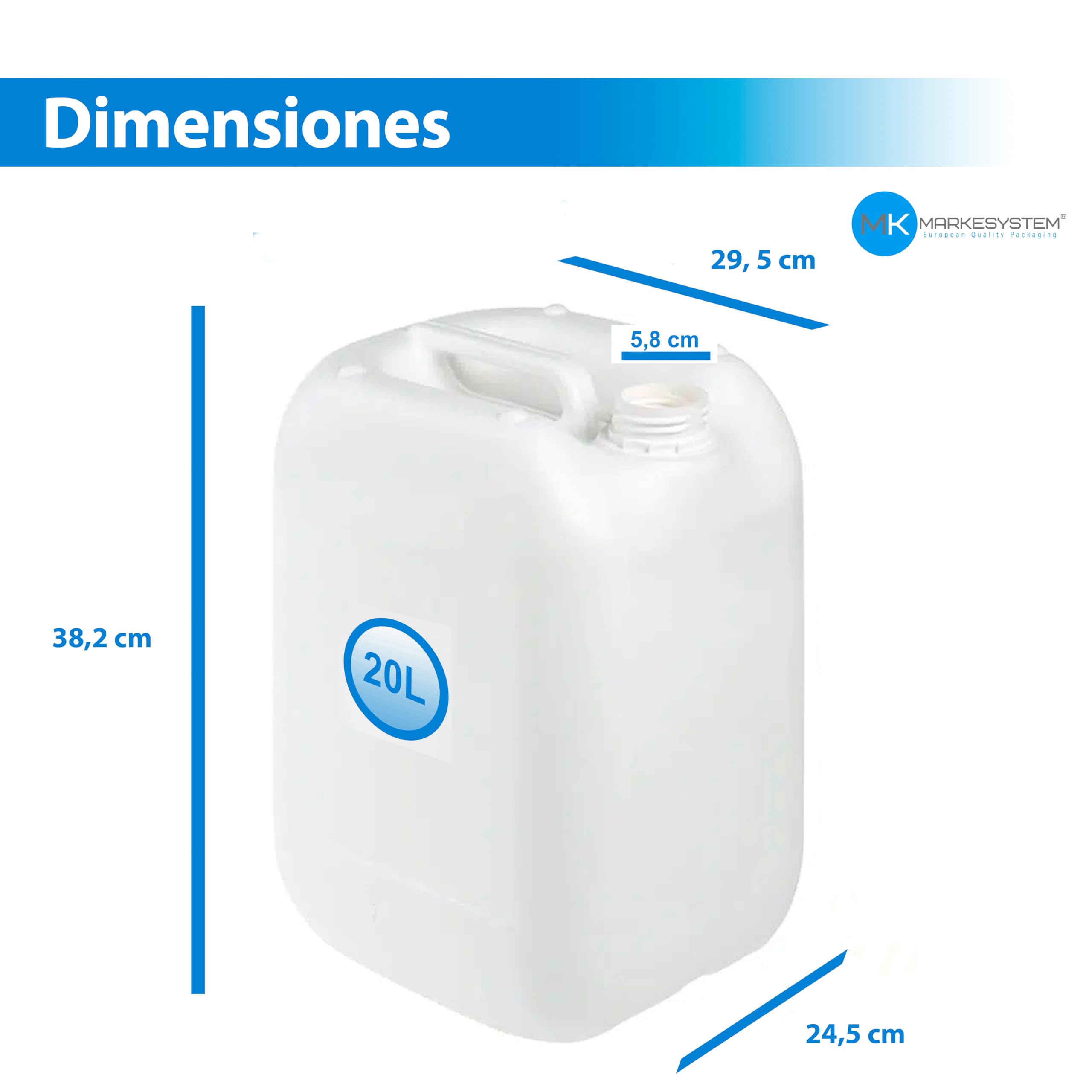 Tanica in plastica HPDE (20 litri) + rubinetto + kit etichettatura + filettatura bocca larga - Omologata ADR - Impilabile - Adatta all'uso alimentare - Serbatoio liquidi e chimici