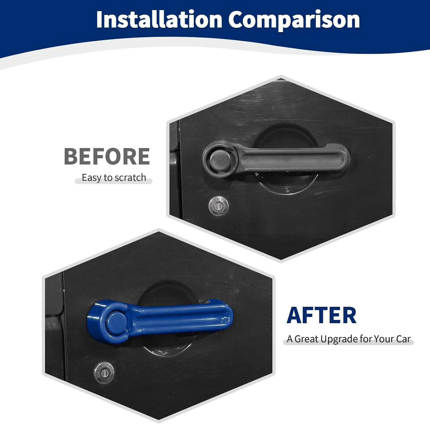 for Jeep JK Door Handle Cover Trim Blue for Jeep Wrangler JK 2DR 2007-2017 Blue Exterior Accessories 3pcs