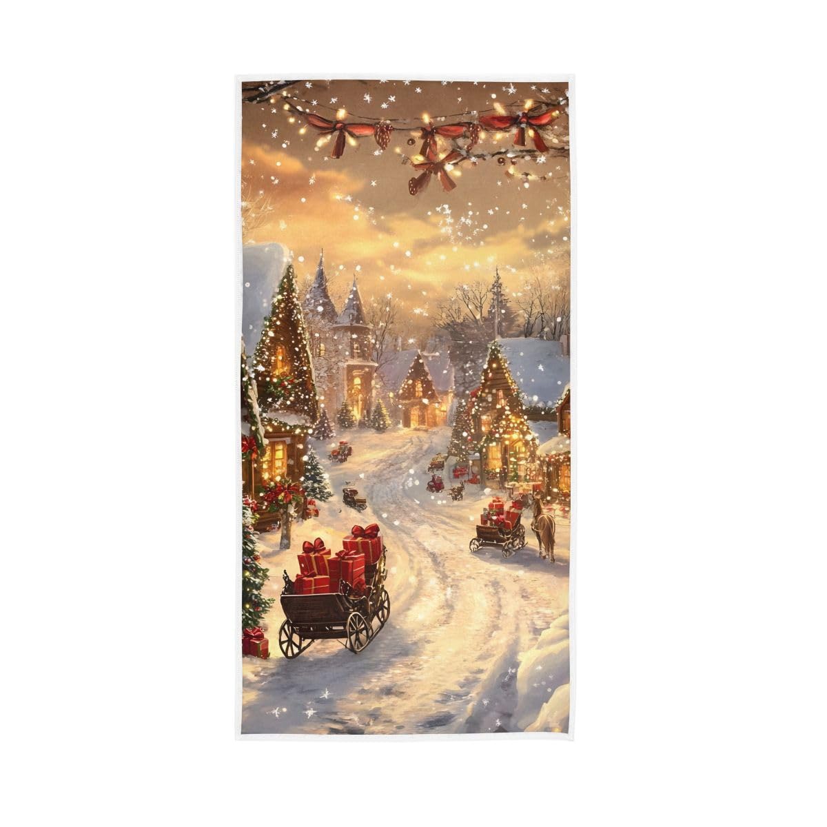 LSRCPD Christmas Themed Hand Towel, 15 x 30 Inches, Soft Highly Absorbent Towels for Bathroom Gym Hotel