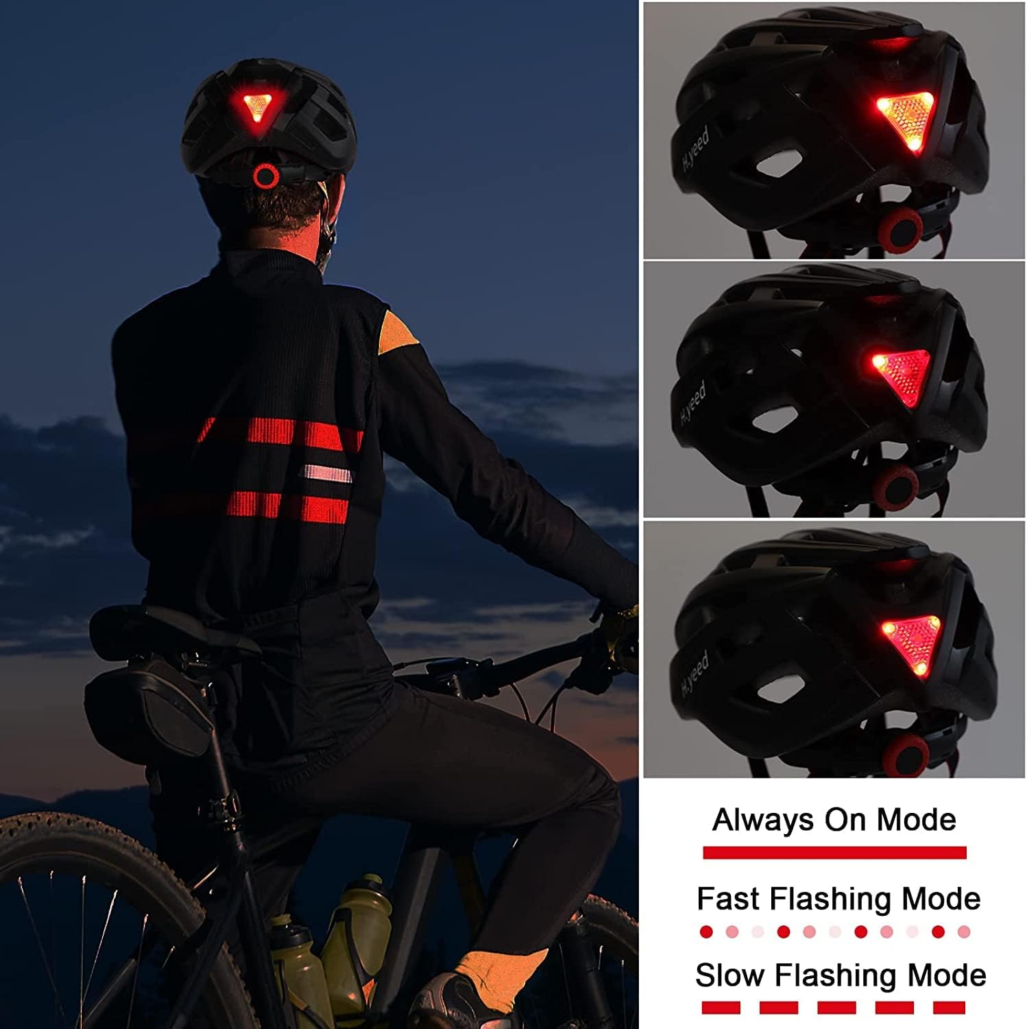 Adult Bike Helmet with Goggles and Visor, Cycling Helmet with LED Rear Light