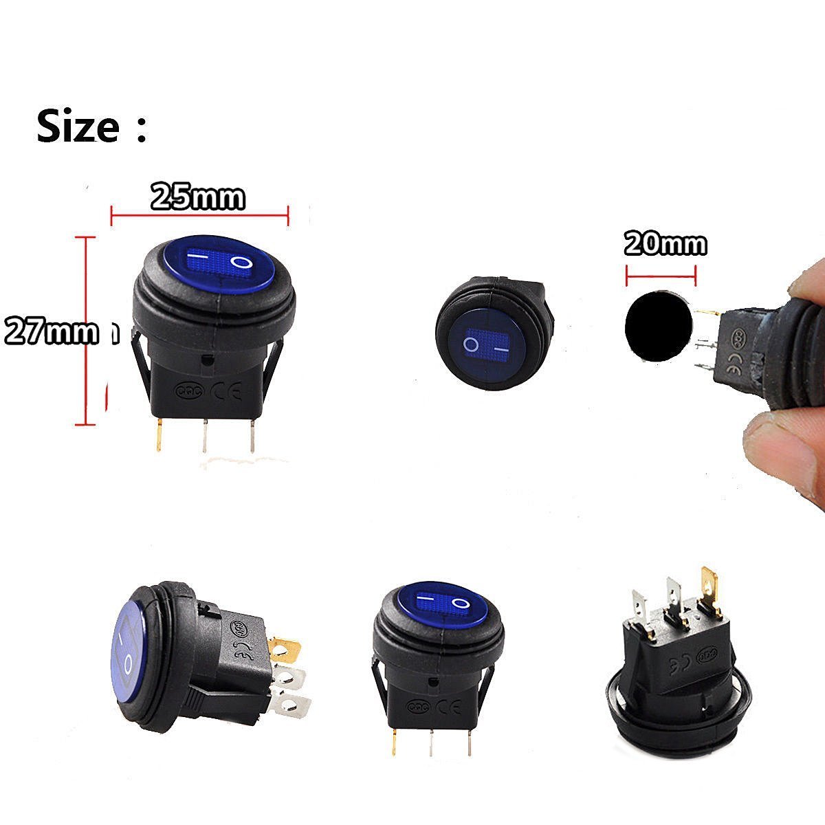 16pcs Interrupteur 12V, Mini Lumineux Led Interrupteur, Interrupteur à