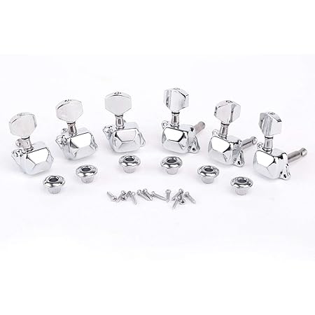 Meccaniche Per Chitarra Elettrica Tipo Strat/Tele - Dorate, 6 In Linea Semi-Chiuse - Foto 4