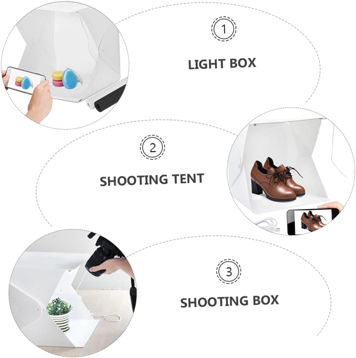 Levemolo 20cm Mini Portable Folding Photo Light Box with LED Strip, Small Photography Tent with 4 Color Backdrops, Compact Softbox for Product and Studio Shooting