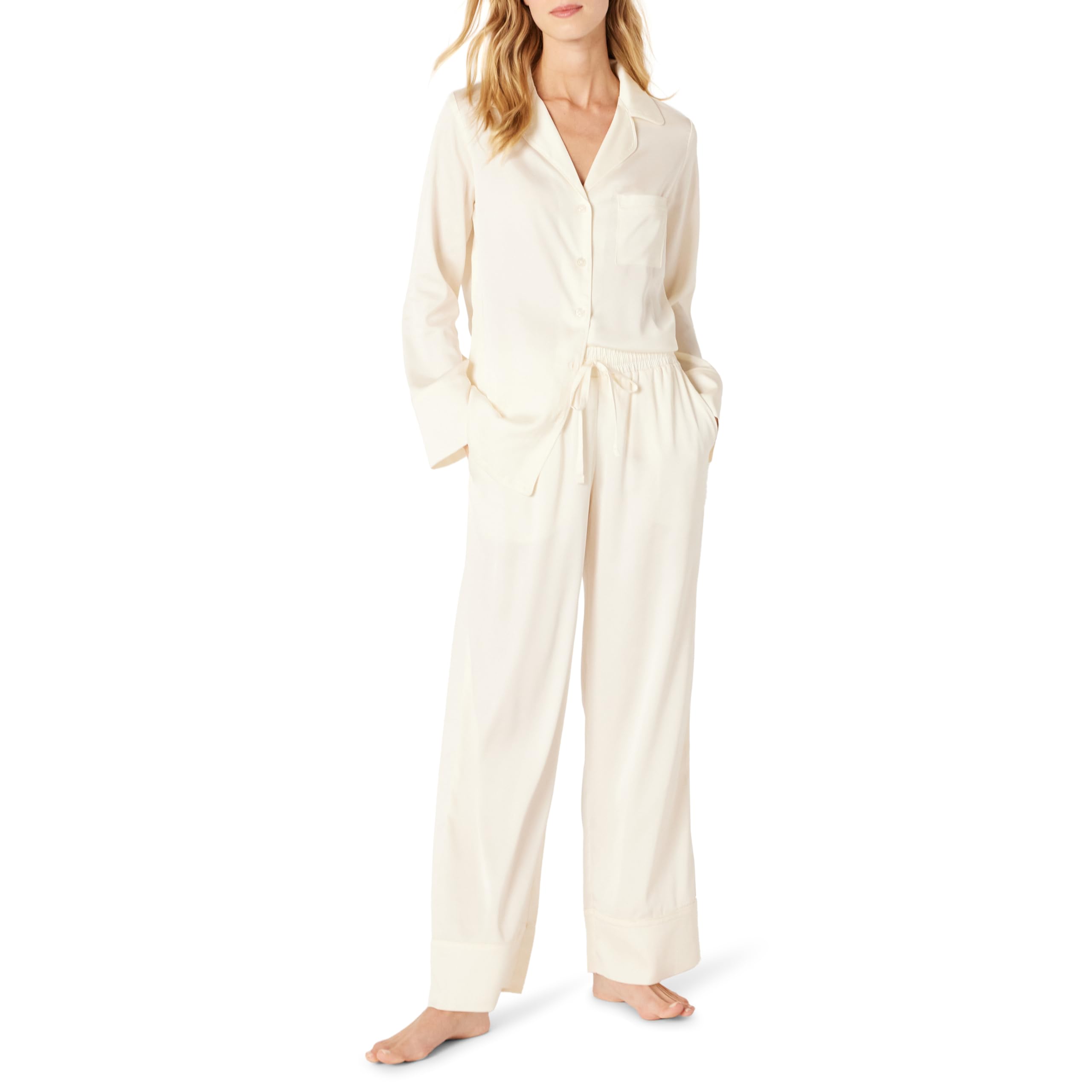Amazon Essentials Damen Satin-Pyjamaset Mit Hemd Und Hose