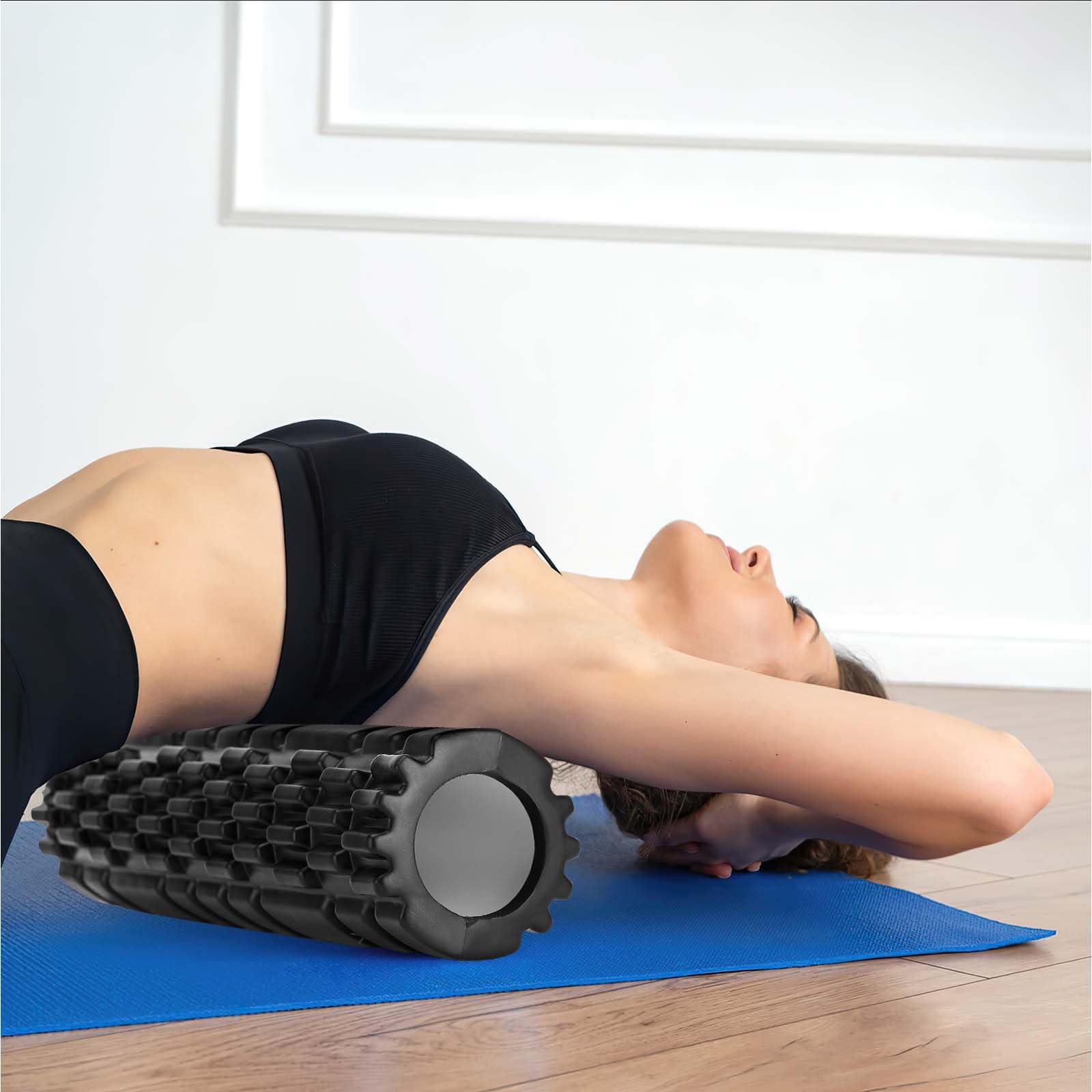 Foam Roller, Rullo Massaggio Muscolare per Alleviare le Tensioni Muscolari e il Sollievo Dalla Pressione Nella Schiena, sulla Colonna Vertebrale e sulle Gambe, Rivitalizza il Tuo Corpo30×8cm (Nero)