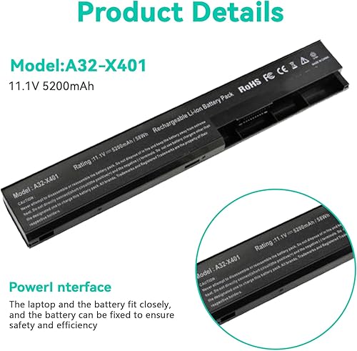 Miniatura 3 de Fancy Buying Batería para portátil compatible con Asus X501A X301 X301A X301U X401 X401A X401U X501 X501U A31-X401 A32-X401 A41-X401 A42-X401