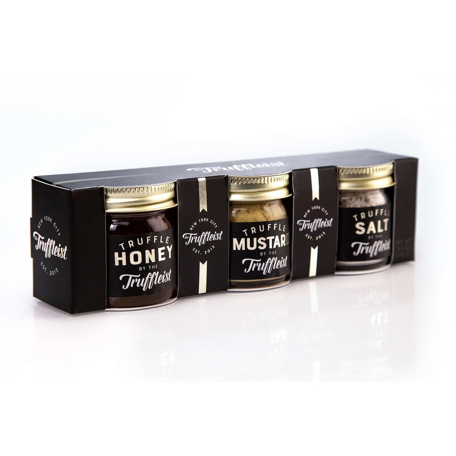 Truffleist Mini Trio Sampler Pack – Black Truffle Infused Honey, Mustard & Salt Variety Pack – 3 x 1 oz Jars