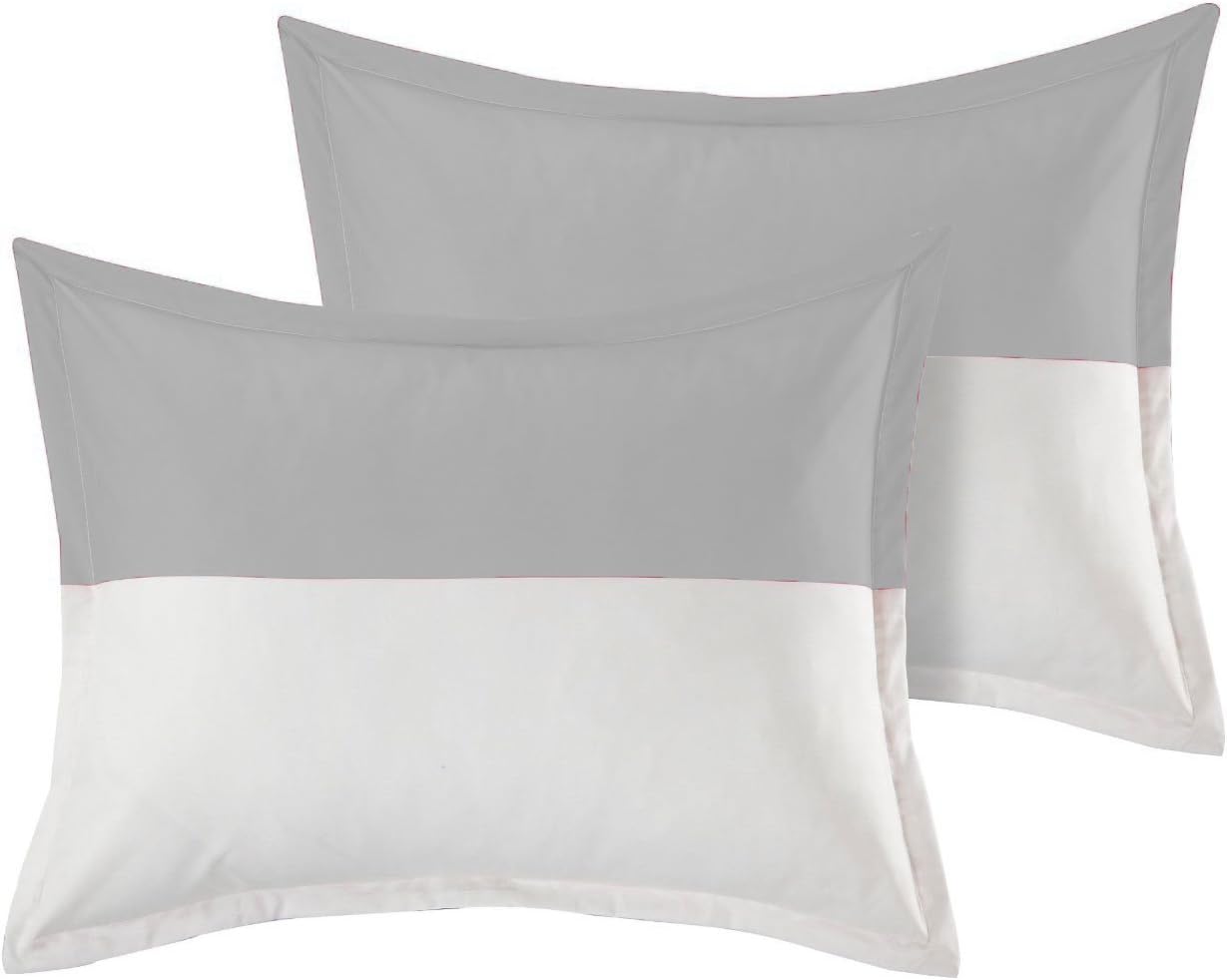 1 Pair Twin Color Pillow Sham Egyptian Cotton 500tc Silver Queen (20 x 30 inch)