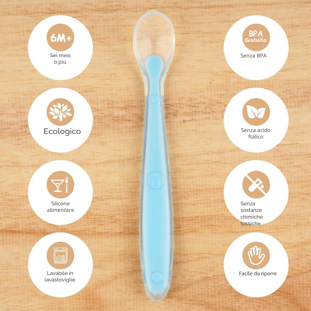 Cucchiaio Svezzamento Silicone Senza BPA 5 Pezzi Vicloon Lavabili in Lavastoviglie