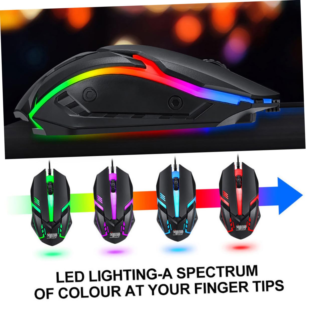 SHERCHPRY Ensemble Clavier Gamer Rétroéclairé Filaire Souris Optique, Casque Stéréo Micro Intégré et Tapis de Souris Lisse pour PC et Ordinateur Portable, Accessoire Gaming Polyvalent