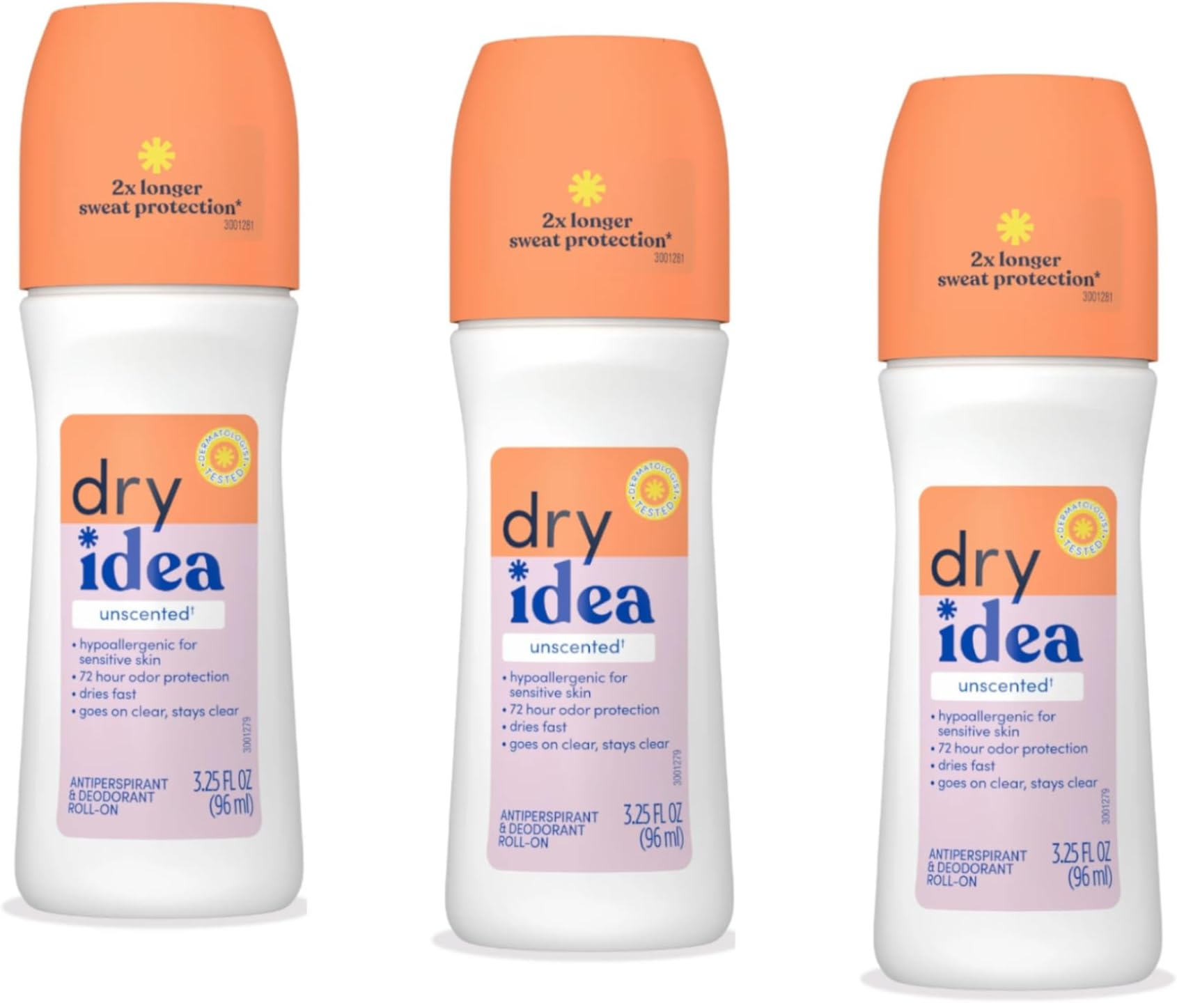 Dry Idea Antiperspirant & Deodorant Roll On, Unscented 3.25 oz, 2 pk Beauty