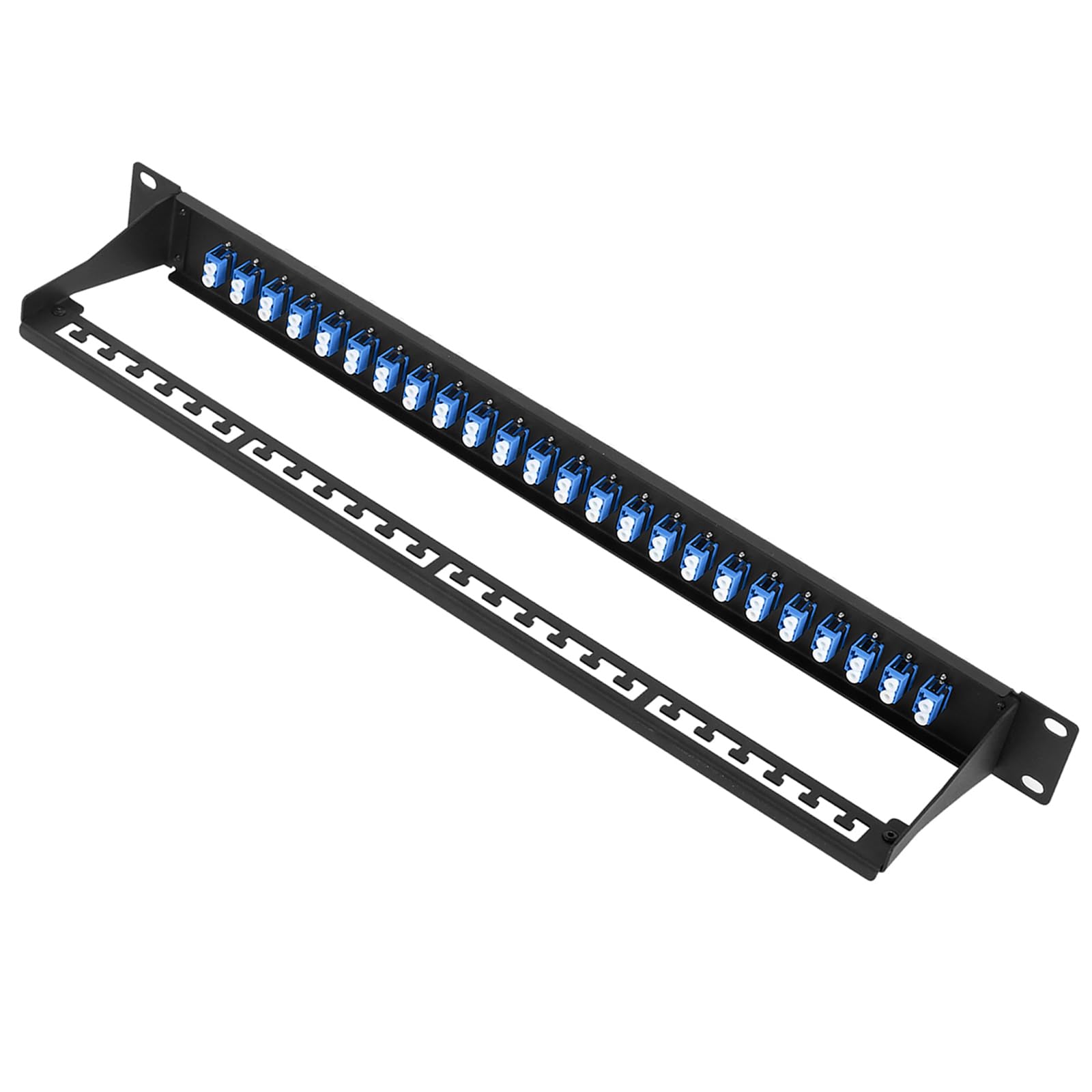 Panneau de brassage en fibre optique 1U avec 48 adaptateurs de fibre optique monomode LC OS2 connecteurs monomode pour racks standard de 48,3 cm, 1 pièce