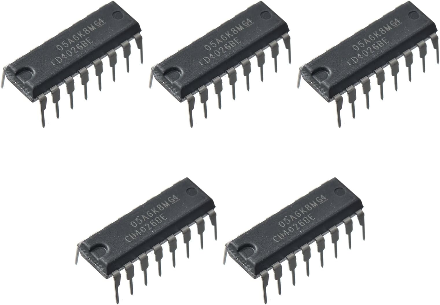 5pcs CD4026BE CD4026 4026 CMOS Decade Counter Divider with Decoded 7-Segment Display Outputs and Display Enable,DIP-16.