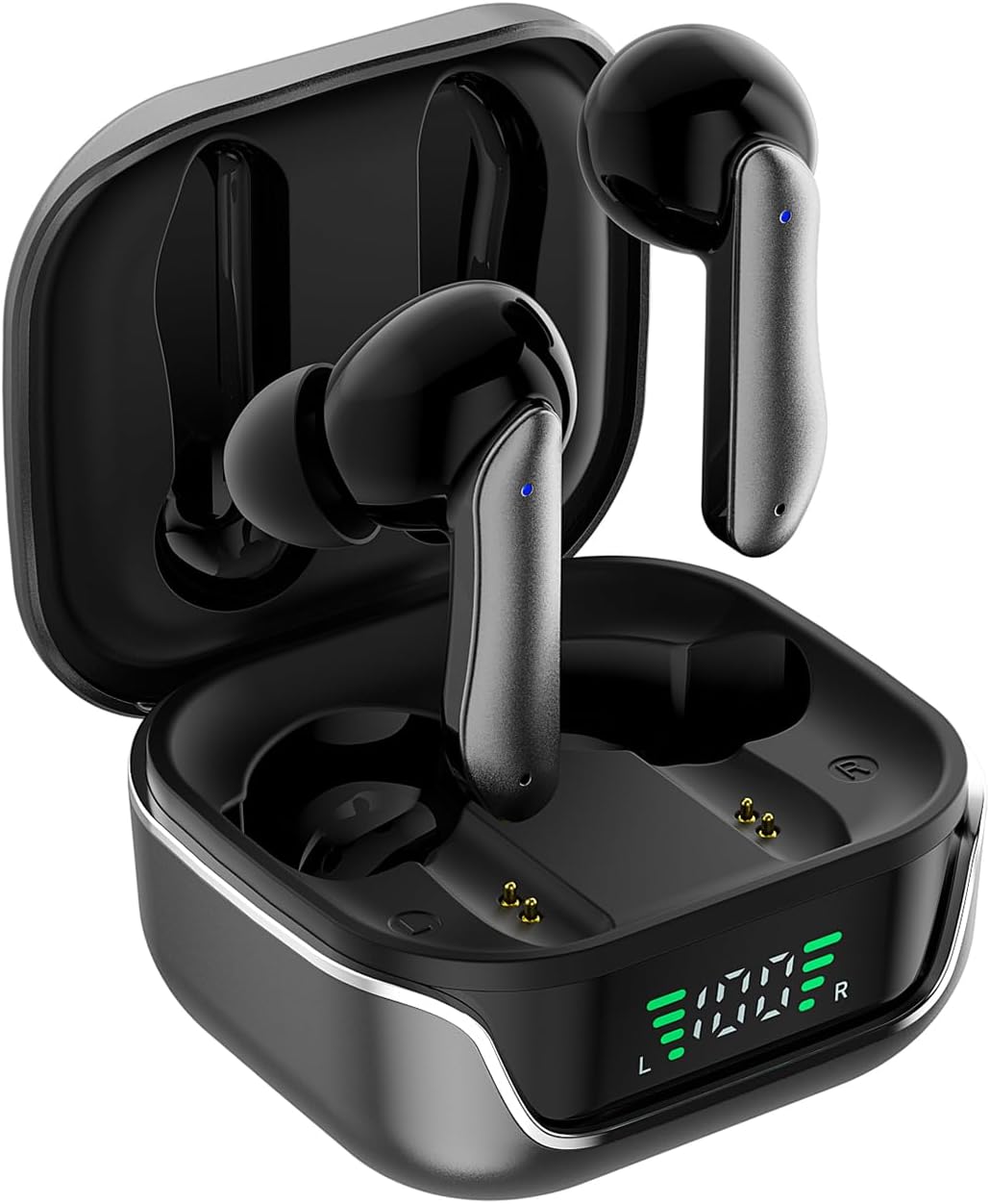 amazon basics TWS in-Ear Earbuds (AB-T01A) with Fast Charging up to 50 Hours of Playtime | Dual 10mm Driver | IPX4 Water-Resistance | Bluetooth 5.3 | Charging Case with Mic | Touch Control (Black)