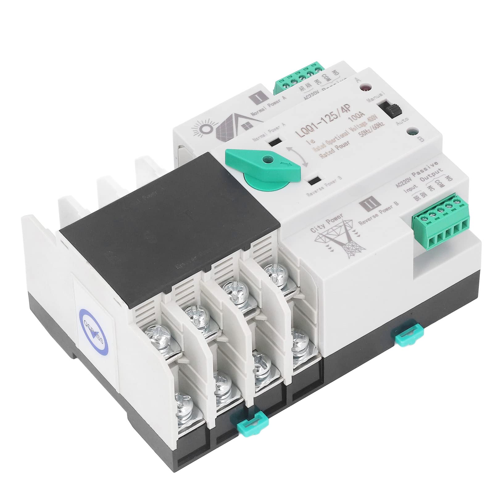 Interruptor Transferencia Automática 100A 4P 400V con Doble Fuente Alimentación para Solar PV Industrial y Uso Doméstico