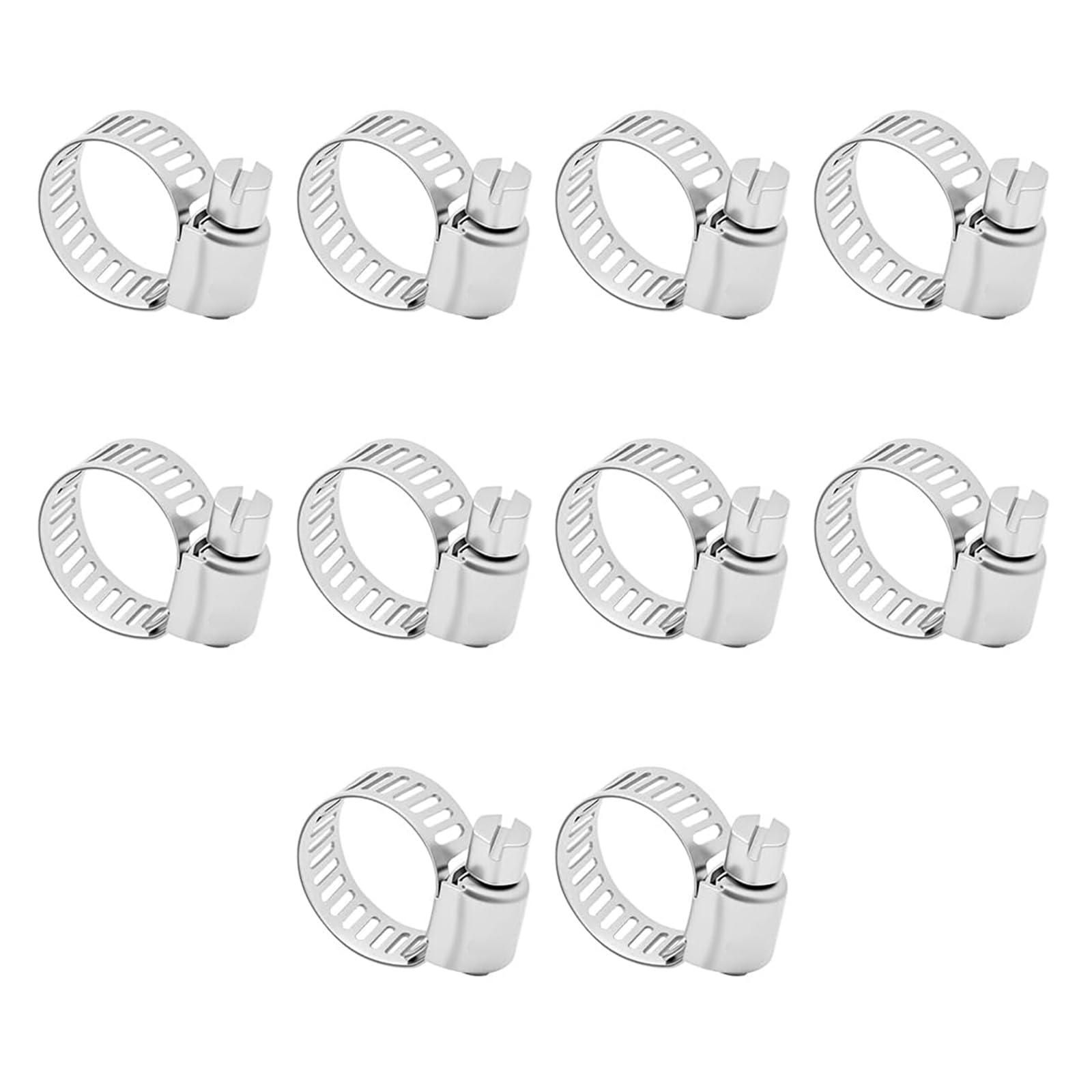 10 Pcs Hose Clips 6-12mm, Adjustable Jubilee Clips, 304 Stainless Steel Hose Clamp, Set for Garden, Pool, Pipe