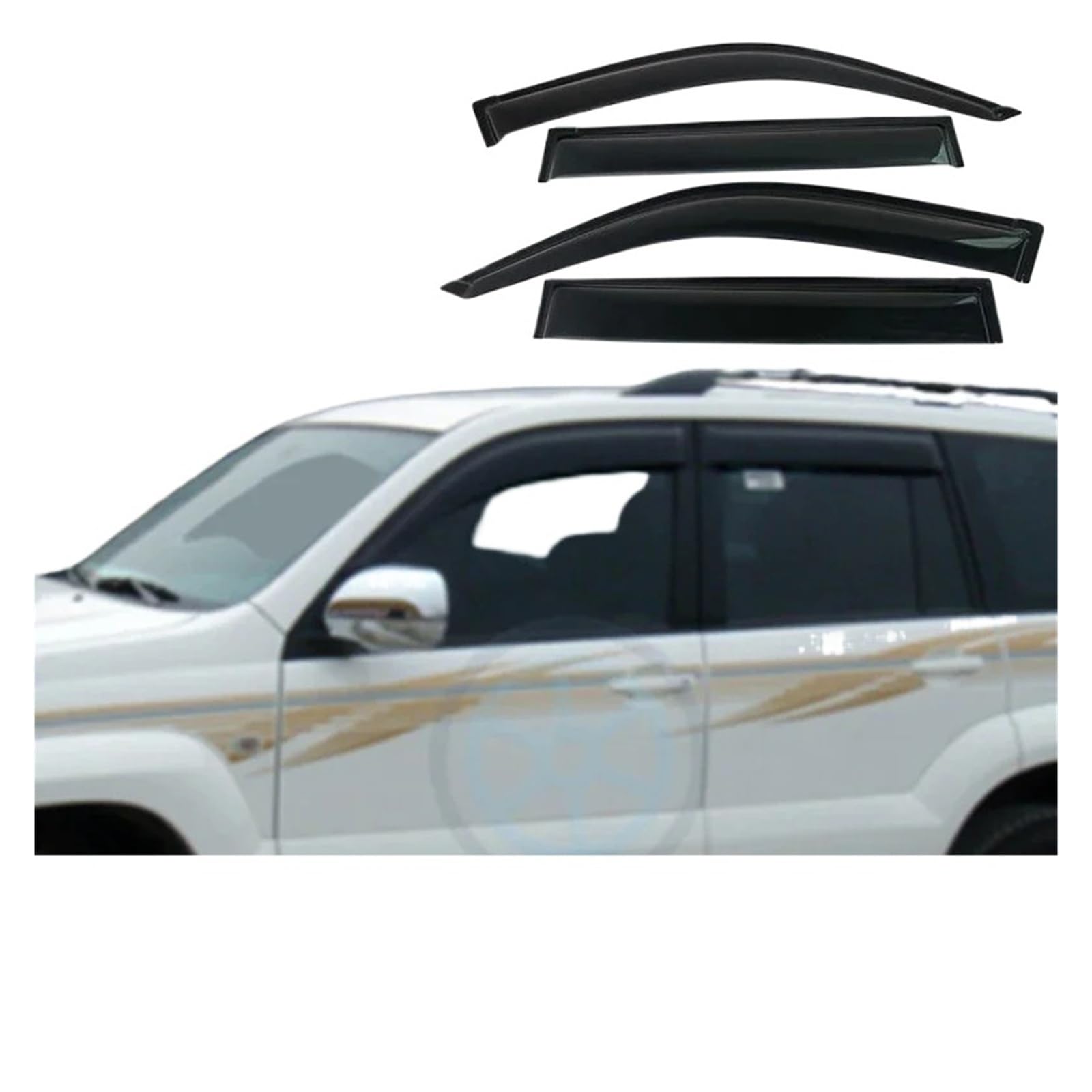 Deflettore for finestrino laterale Compatibile per Toyota Land Cruiser Prado 120 Fj120 2003-2024 Protezione dalle intemperie for porta visiera vento pioggia protezione solare accessori
