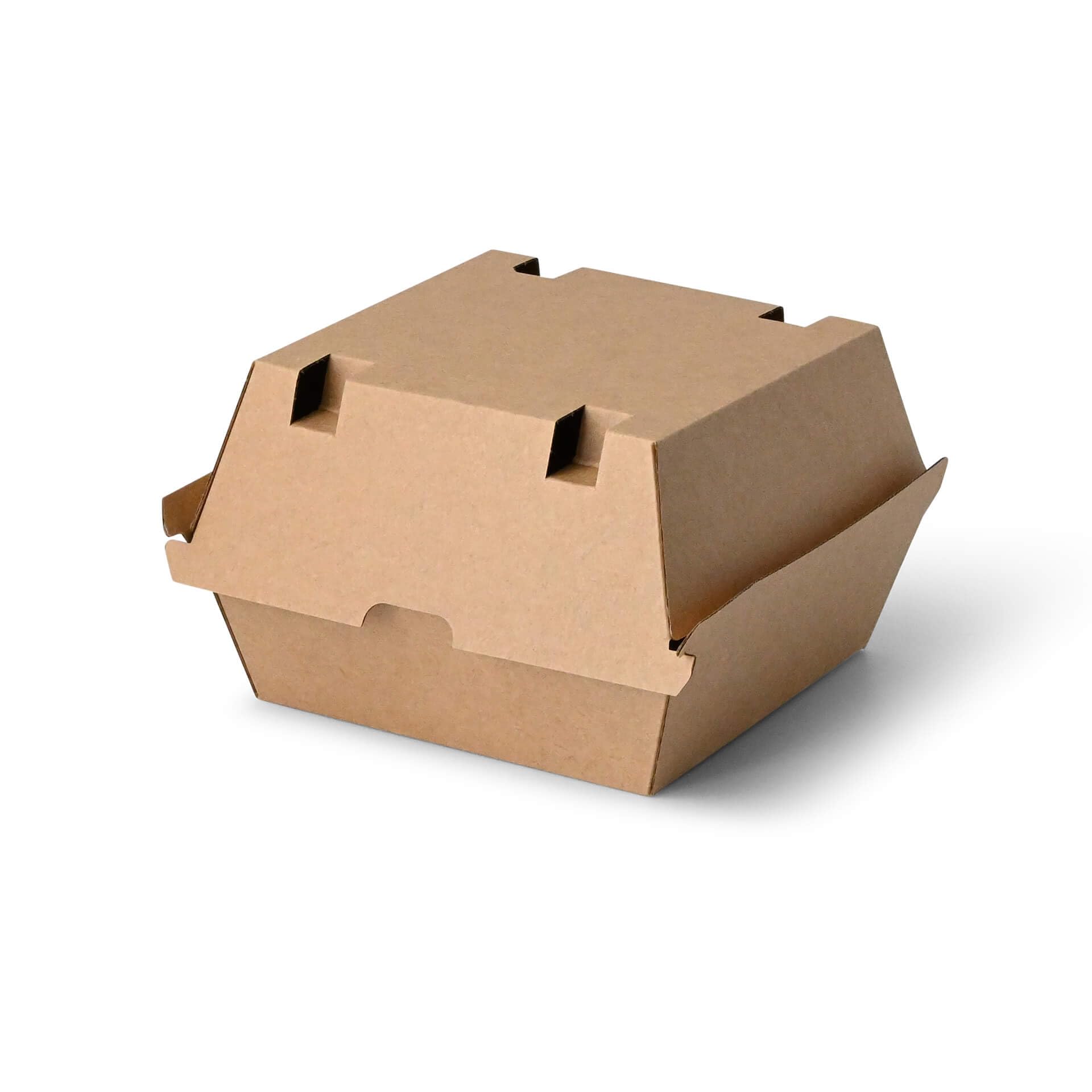 BIOZOYG Take Away Burger Box 200 pièces I boîtes à hamburgers robustes avec couvercle à charnière haute I stable To Go Burger emballage en carton brun 16,8 x 15,4 x 9,8 cm I biodégradable