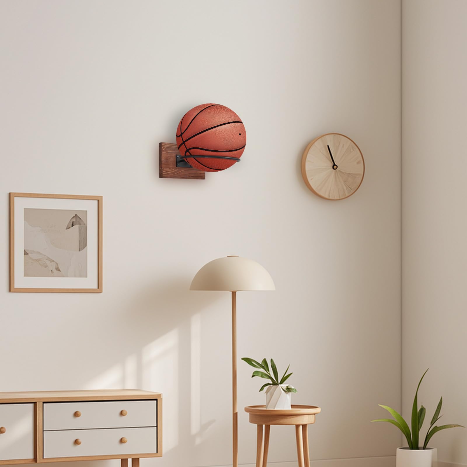 Porta Palloni da Calcio a Parete, Supporto per Pallone Basket Rugby Pallavolo, Espositore (Nero)