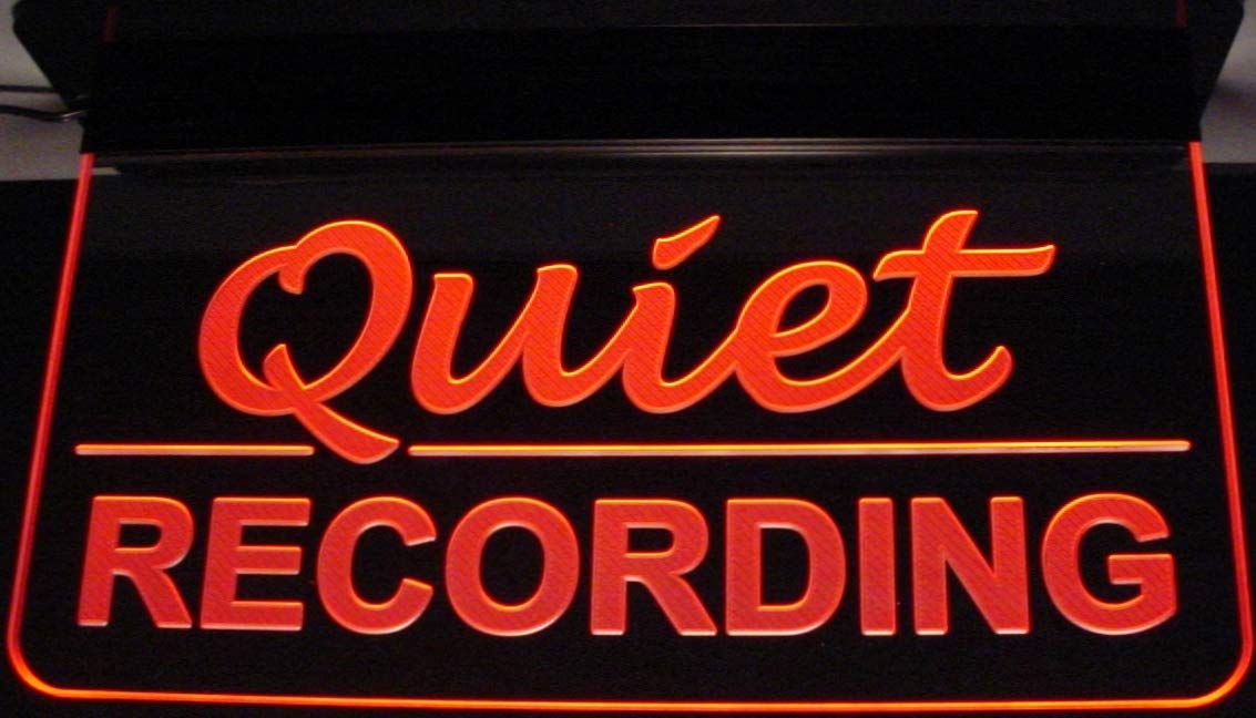 ValleyDesignsND Recording Quiet Studio Court Ceiling, Desk, or Flat to The Wall Mount 11-21" Sign 15-30 LEDs 9 Foot Cord Acrylic Lighted Edge Lit LED Sign 9823 Made in The USA
