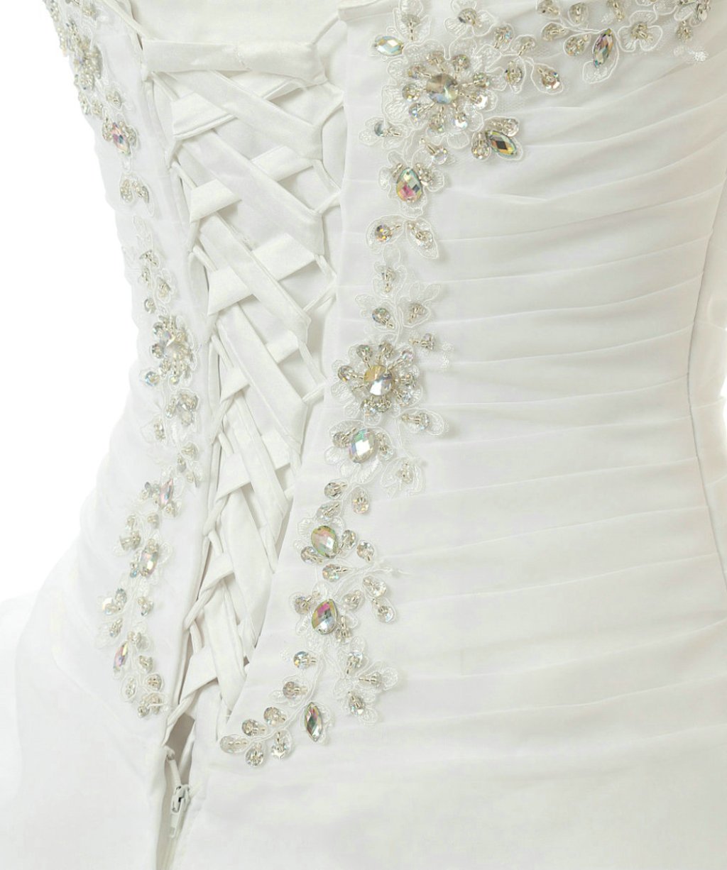 Vantexi Élégant Chérie Organza Robes de mariée Robe de Mariage Perlage Robe de Nuptiale Femmes Longue