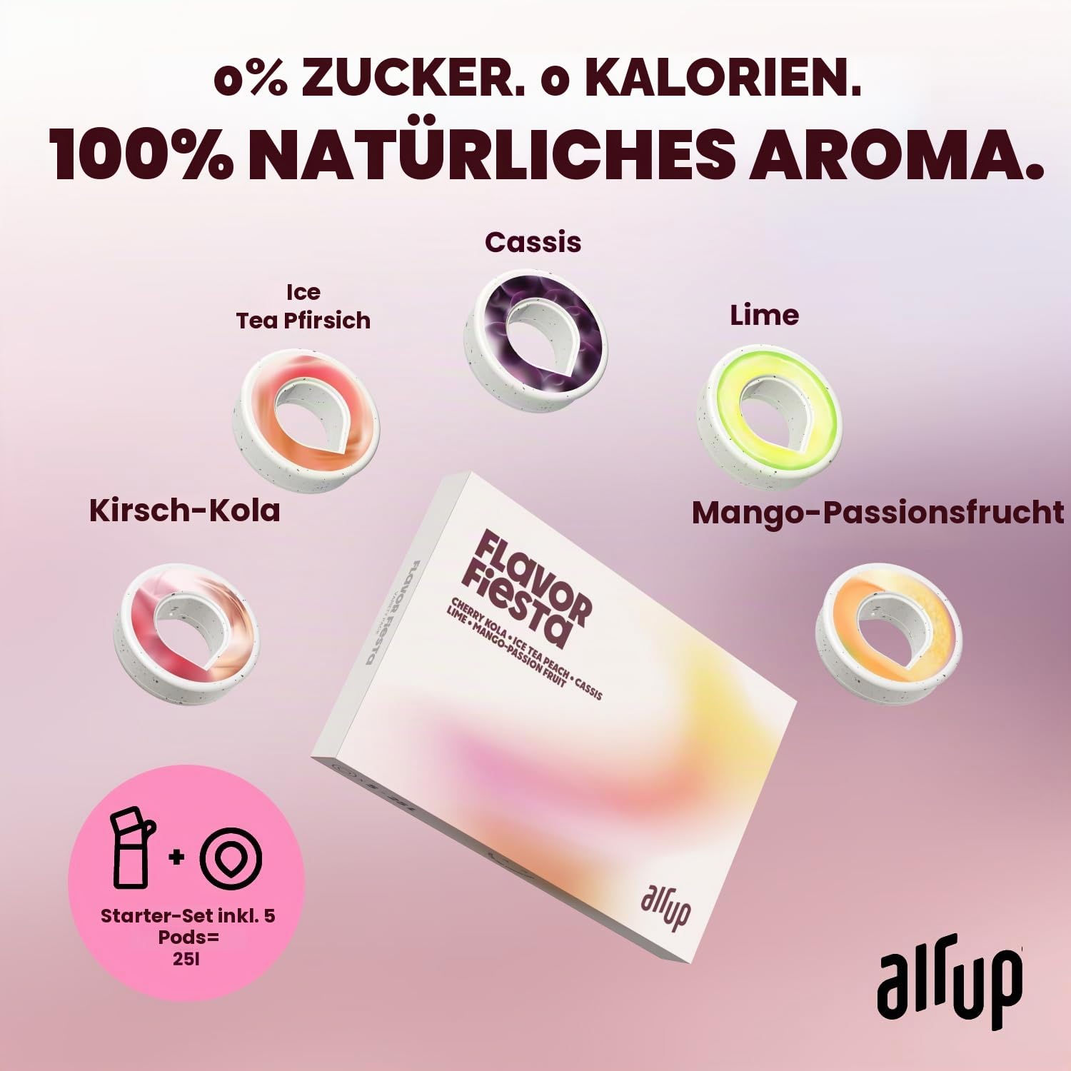 air up Original Trinkflasche Twist Pro Lavender Original Starterset mit Pods in 5 Geschmacksrichtungen + Strohhalmbürste | 600ml | spülmaschinengeeignet, BPA-frei