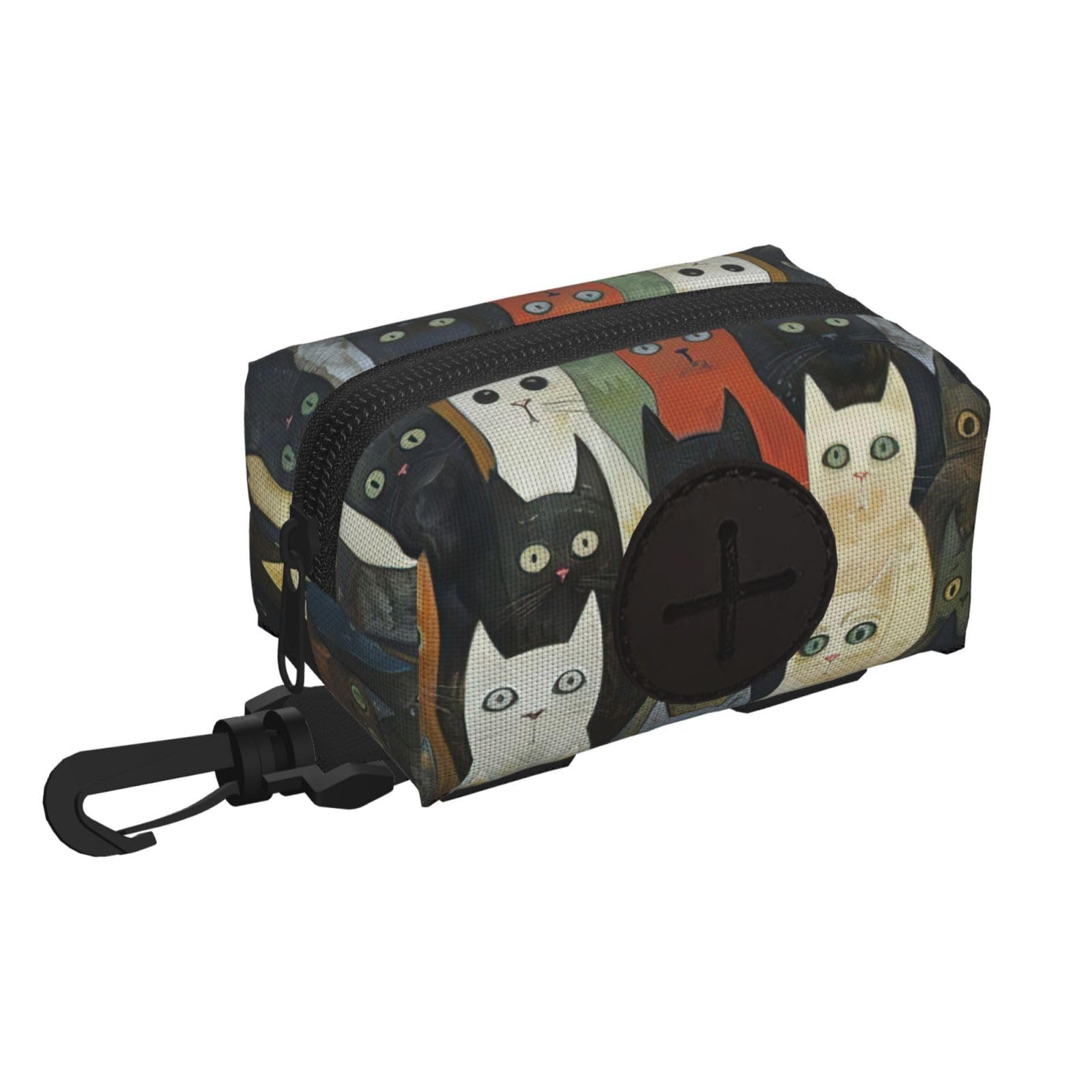 Pphgut Black Cat Print Waterproof Pet Waste Treat Bag Outdoor Walking Hiking Pouch Camping Accessory