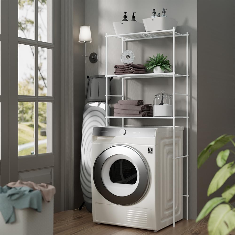 Vicco Étagère pour Machine à Laver Miso, Blanc, 66x162cm | pour le rangement de lessive et d’accessoires de salle de bain