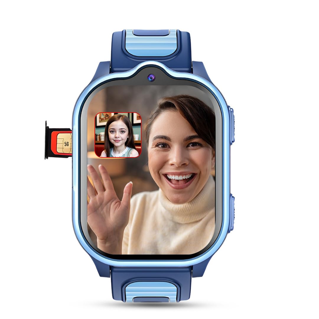 PunnkFunnk TrackNova 4G/5G Kids Smart Watch | HD Video Call | Live GPS Tracking | App Control | Safe Zone & SOS | Games | Family Chat | 800mAh Long Battery | FaceLock | Safety Watch for Kids - (Blue)-image-39