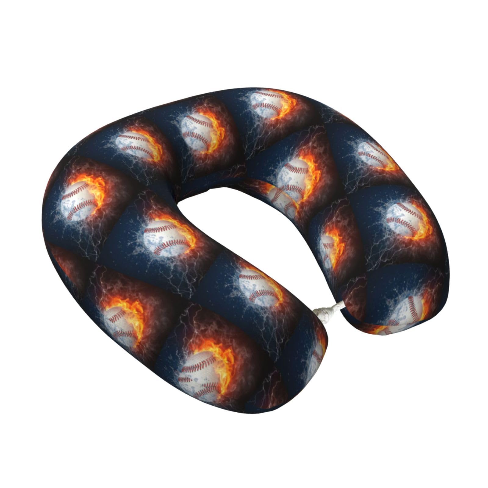 LKYMOH Baseball, Travel Neck Pillow U-Shaped Memory Neck Support Soft Comfortable With Washable Cover For Airplane Car Traveling and Office