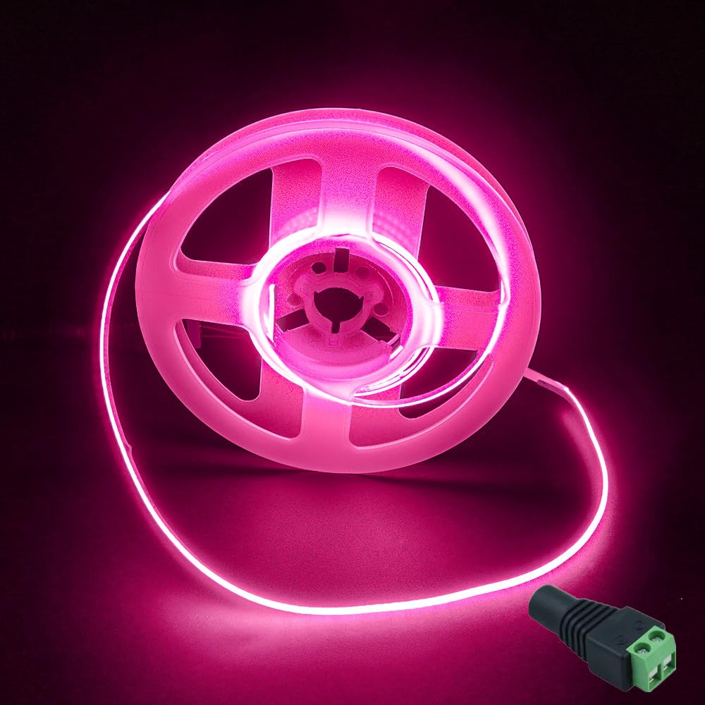 JBdusn 12V COB LED Strip 5m, Pink Flexible LED Strip Lights with 480LEDs/M,CRI 90+, 2mm Width,Uniform Dotless LED Tape Light for Room Cabinet Home DIY Projects (Not Power Supply) — image 1