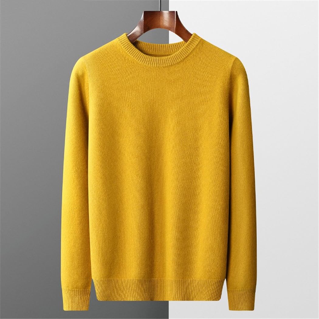 FULBHPRINT Suéter Suelto De Cuello Redondo Grueso para Hombre Otoño Invierno 100% Jersey De Lana con Parte Inferior De Punto En El Interior