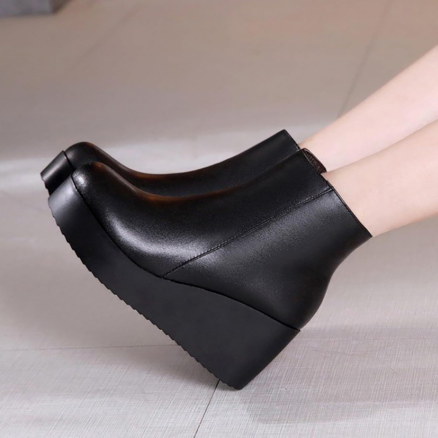 Amazon.com: Crzidha Platform Wedge Ankle Boots,Side Zipper
