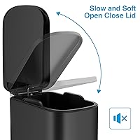 Vista 3 de BETHEBEST Cubo de basura negro de 10 litros/2.6 galones con tapa, cubo de basura delgado con cubo interior extraíble para baño, dormitorio, oficina