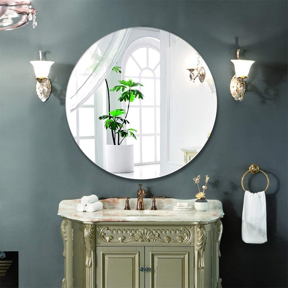 Specchio Espejo de baño Redondo a prueba de explosiones, de pared, sin perforaciones, 40 x 40/50 x 50/60 x 60/70 x 70 cm, Simple (Tamaño: 70 cm) (60 cm)