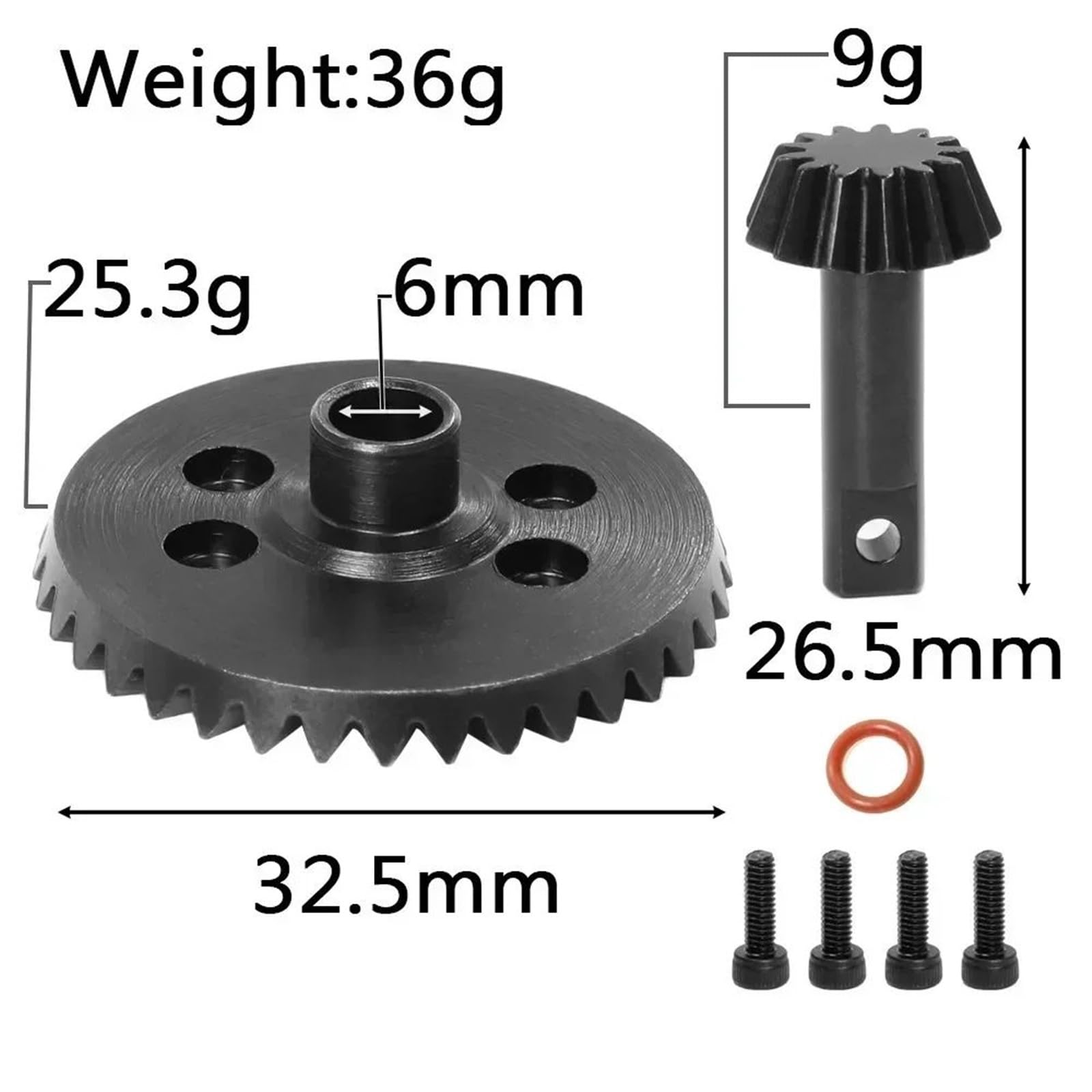 Genérico Juego Engranajes Piñón Diferencial Acero 37T 13T 5379X 5679R para Summit para E-revo Trxs 1/10 RC Piezas Mejora Coche Decorativas Piezas Coche RC