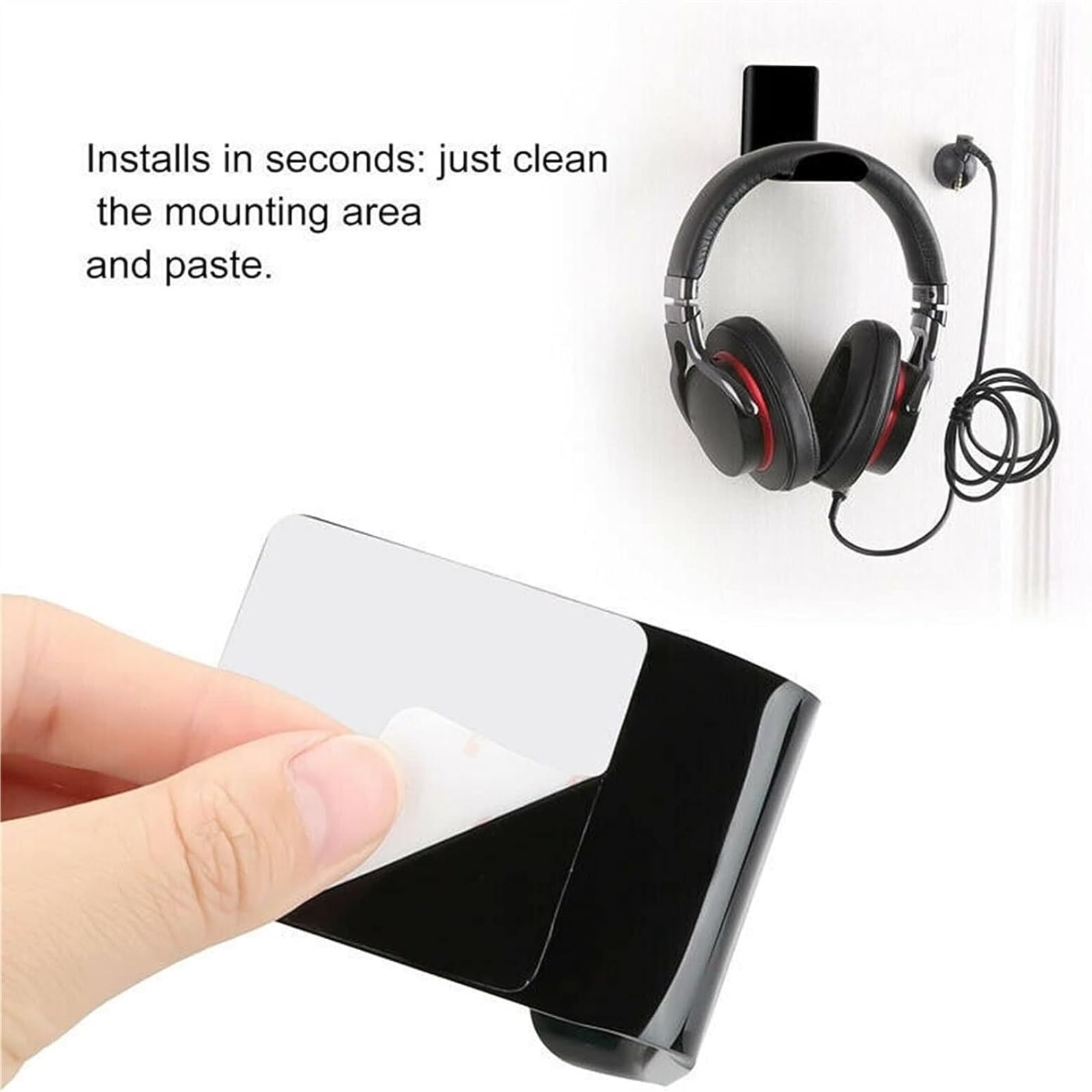 Supporto per cuffie, clip per auricolari, gancio per cuffie appiccicoso per scrivania, accessori da gioco sotto la scrivania, soluzione di archiviazione durevole per cuffie, organizzazione della