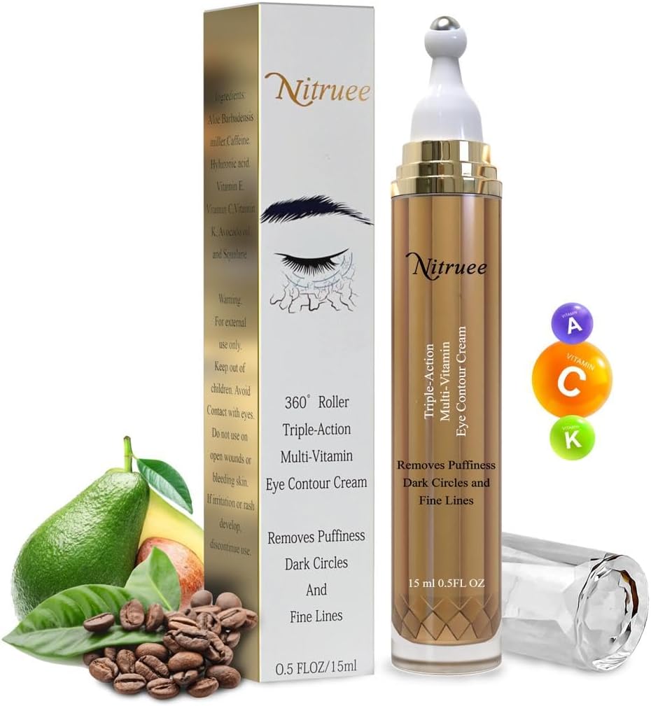 Under Eye Cream with Caffeine, Hyaluronic Acid, and Vitamins E, C, K - Advanced Dark Circle and Puffiness Treatment, Reduces Fine Lines