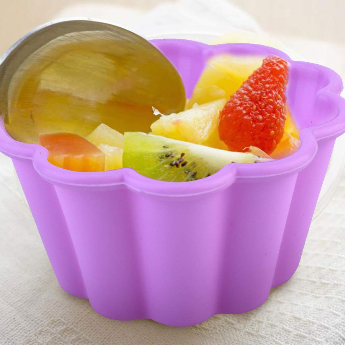 10 Pcs Silicone Cuisson Tasse Muffin Doublure Oeuf Tarte Moule Réutilisable Cupcake Moule Gâteau Fleur Oeuf Tarte Moule De Cuisson Fournitures De Couleurs Aléatoires Moules