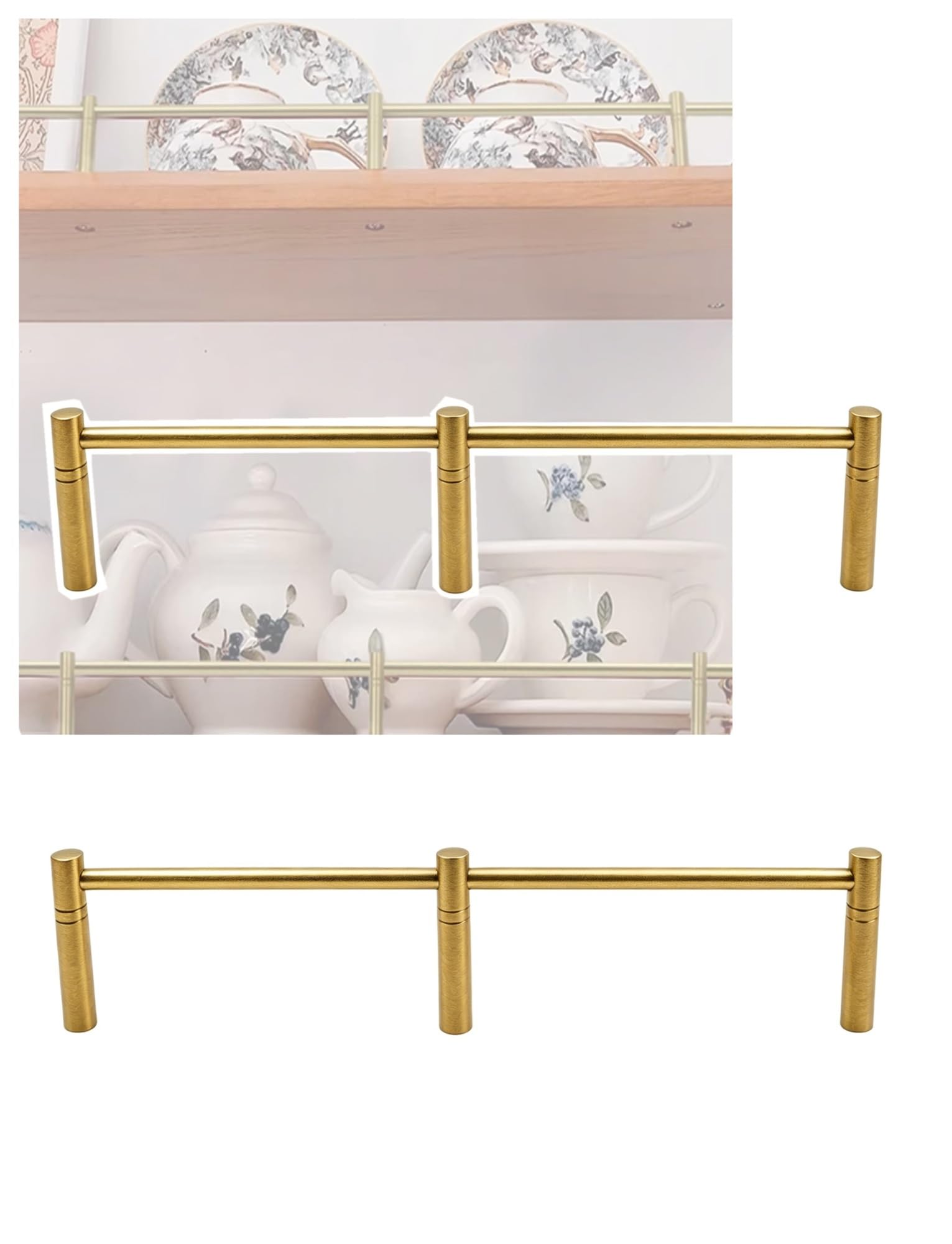 Messing-Leitschiene für Bücherregale und Schränke, dekorative Zierleisten, Regalschiene, Zaun-Set, Kippgalerieschienen (43.31in / 110 cm) – langlebig und stilvoll