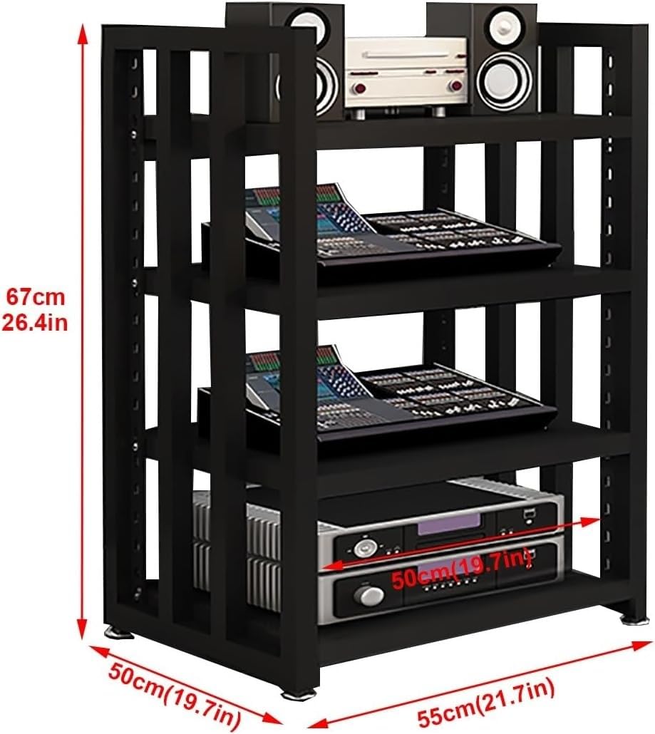 Estante HiFi para Equipos de música, Tocadiscos, Multimedia de 4 Niveles, Mueble HiFi con estantes Ajustables, para componentes HiFi en casa, Oficina, Audio, vídeo, DJ, Cine (Estilo 1)