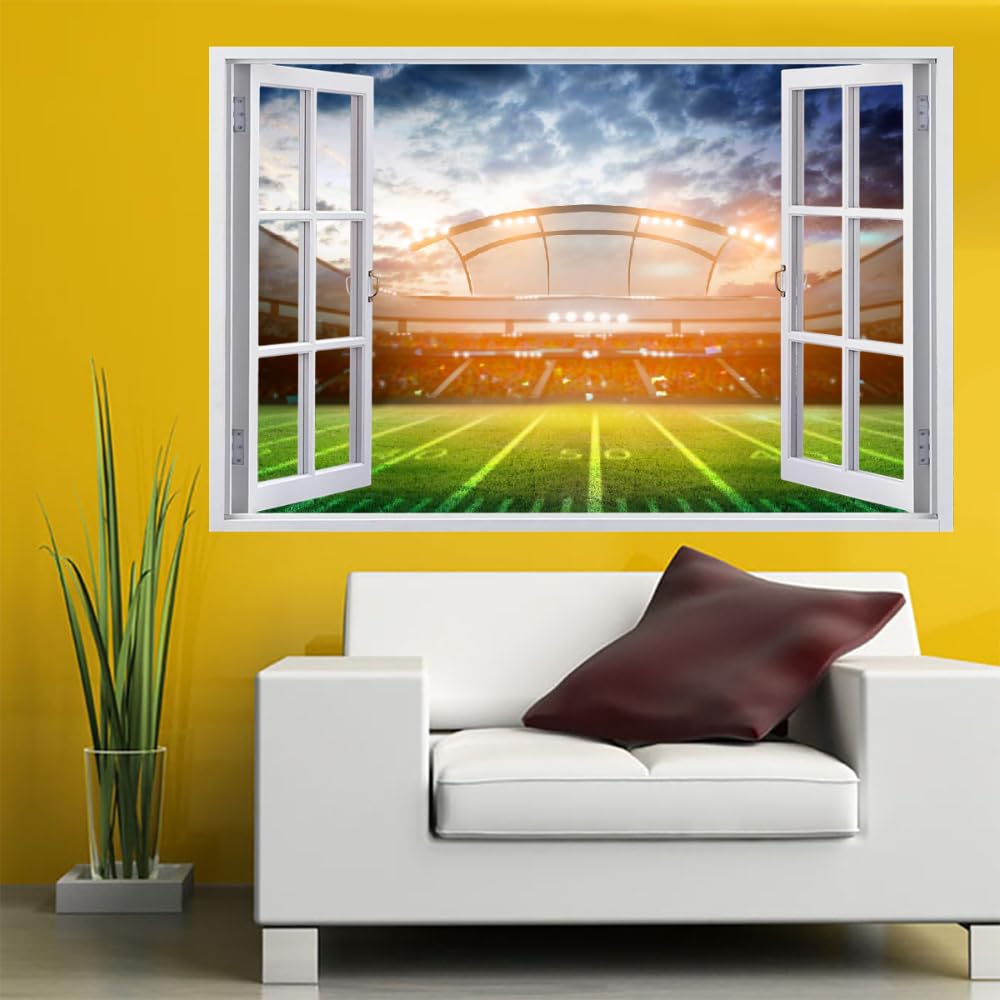 Decalcomania Fracassata 3D, Campo Da Calcio Adesivo Staccabile E Adesivo In Vinile Rimovibile, Sport Del Calcio Tatuaggio Da Parete Ragazze Nursery Room Decor Mural Home Decor 120x80cm