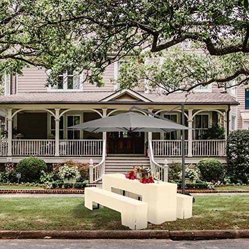 WedDecor Housse plate pour banc et table de bière, ensemble de housse en polyester pour table de 50 cm, motif tréteau L, ivoire - Image 8