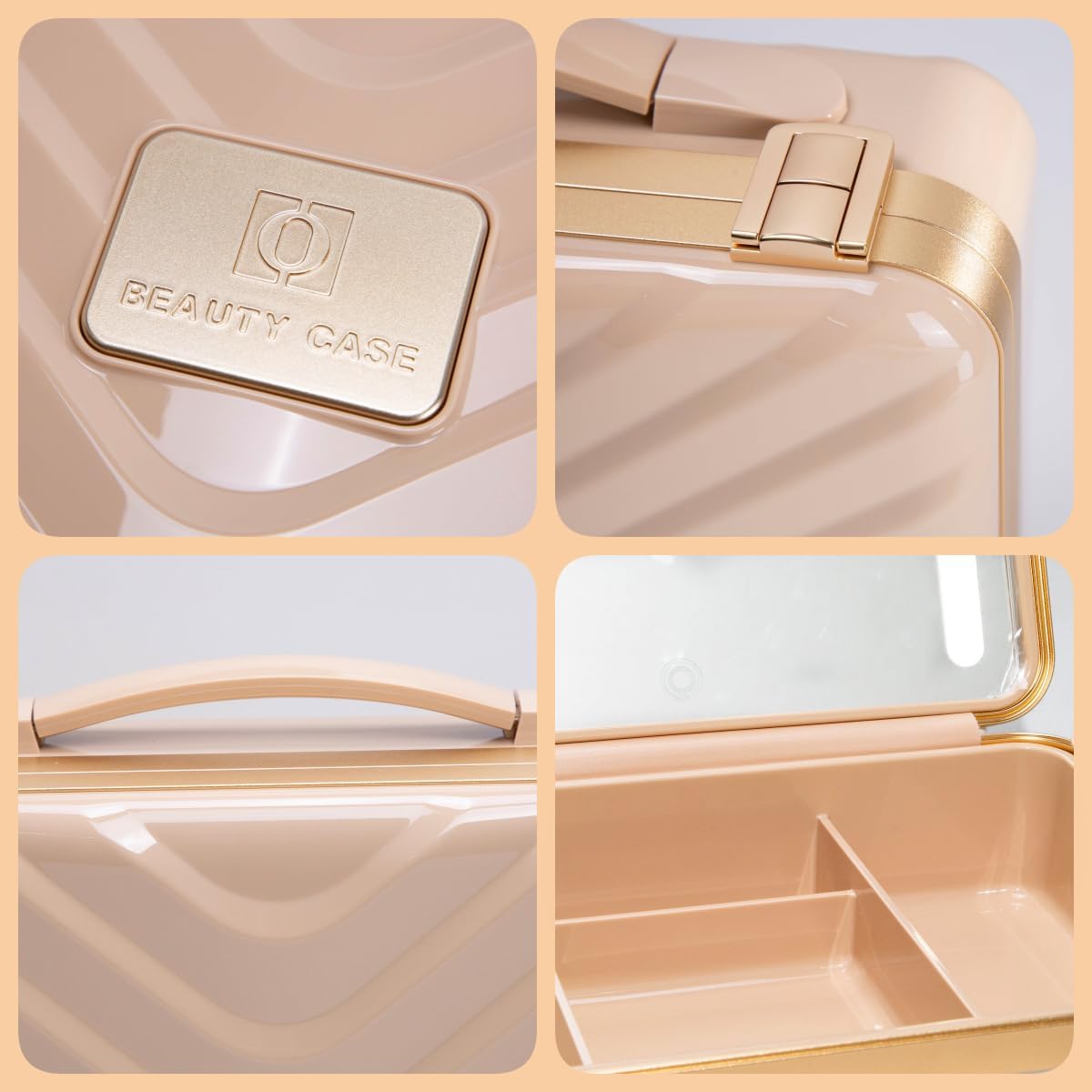 Makeup Case with LED Lighted Mirror, 11.5''x 8.7'' Portable Travel Makeup Organizer, Toiletry Storage Makeup Bag Gift for Lady, DIY Dividers Makeup Box with 5X Magnifying Mirror (Pink)