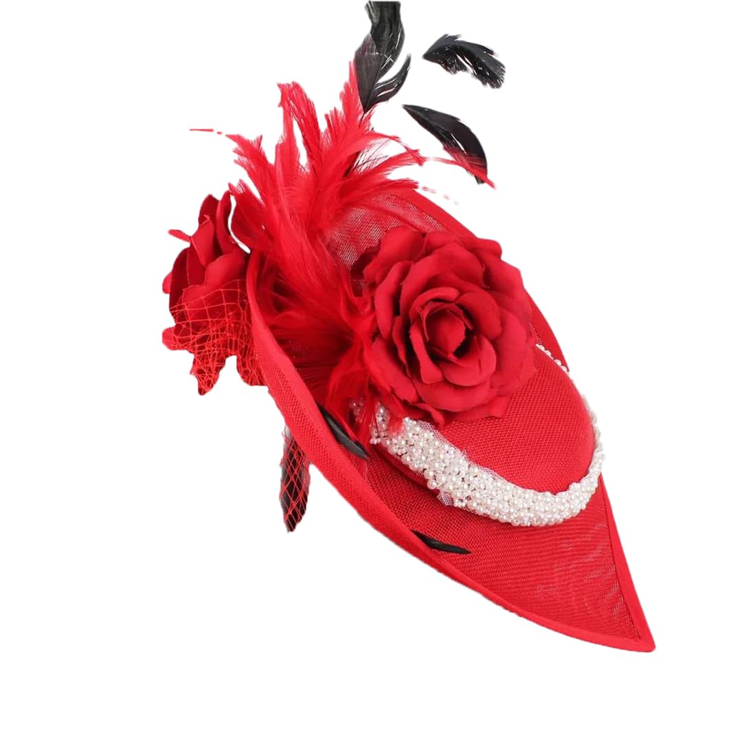 Cappello da donna blu reale Big Derby fascinator elegante piume Fedora Cap per accessori per capelli