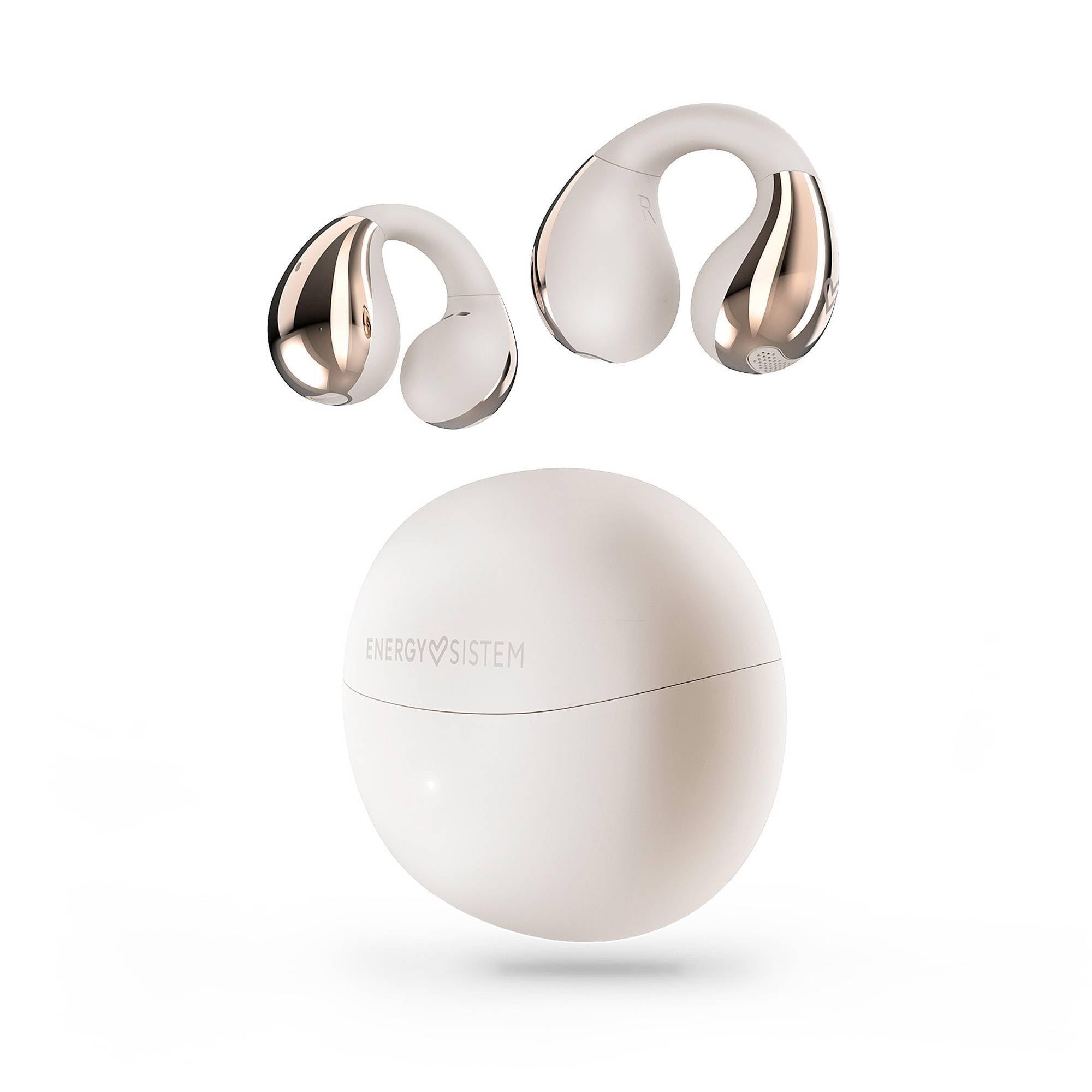 Energy Sistem CoolPods Auriculares Inalambricos Bluetooth 5.4 Deportivos Resistentes al Agua Open Sound ENC Cancelacion de Ruido en Llamadas 25H Bateria Multipoint IPX4 (Cream)