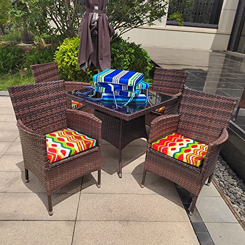 Lfnoone Patio Chair Cushion 17X17 Inch Waterproof Outdoor Seat Cushions Color Fastness High-Density Sponge For Patio Furniture Garden Sofa Couch Chair Pads Color Ripple Pattern Set Of 4 #TOP1